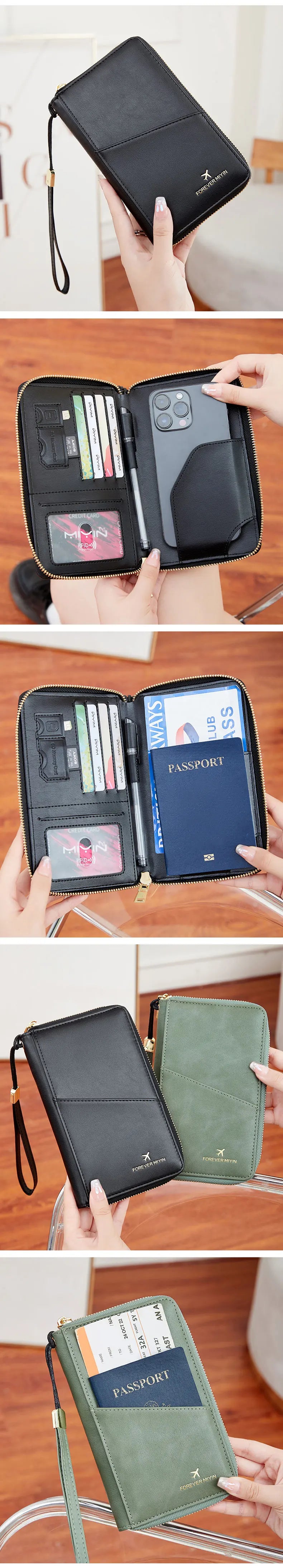 Fashionable RFID Passport Holder – PU Leather Front Pocket Wallet, Multifunctional Travel Accessories for Protection