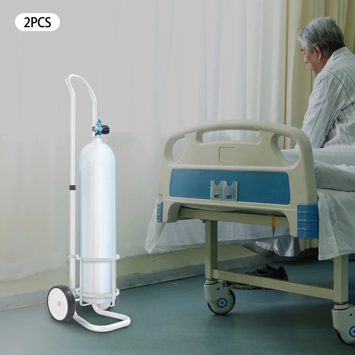 Oxygen Cylinder Cart Dolly with Adjustable Handle – Portable Oxygen Tank Trolley for Easy Transport