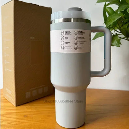 2025 New Stainless Steel Travel Mug with Handle & Straw Lid – 30oz/40oz Vacuum Insulated, Double Wall Thermal Iced Cup
