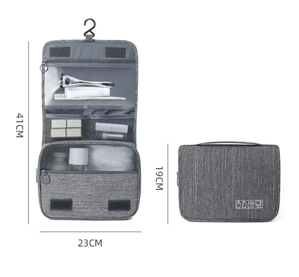 Portable Toiletry Washbag with Hanging Hook | Waterproof Cosmetic Storage Bag for Travel, Men & Women