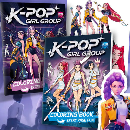 2025 KPop Demon Hunter Coloring Book – Line Drawing Picture Book, Painting Activity for Kids, Birthday Gift