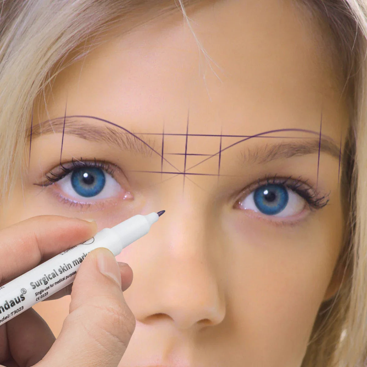 Disposable Skin Marker Pen with Ruler — Sterilized Eyelash Extension & Tattoo Piercing Scribe Tool