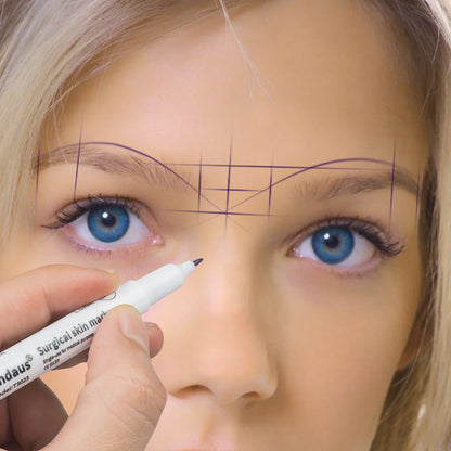 Disposable Skin Marker Pen with Ruler — Sterilized Eyelash Extension & Tattoo Piercing Scribe Tool