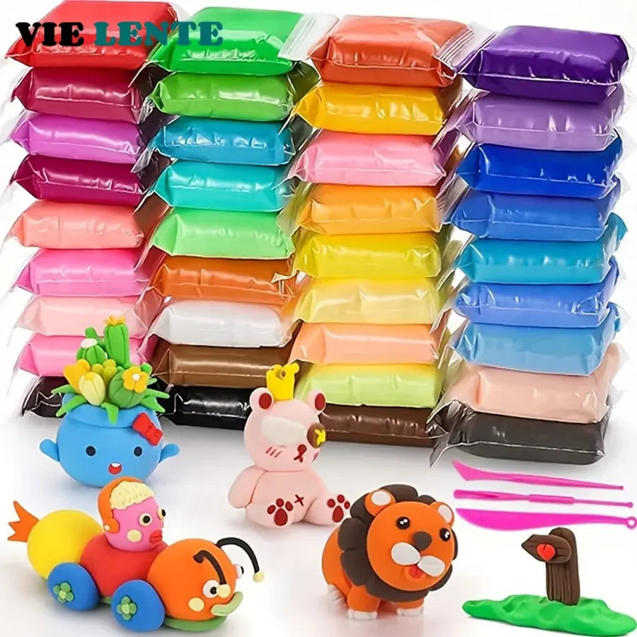 36 Color Air-Dried Clay Set – Ultra-Light Plastic Clay with Carving Tools, DIY Crafts & Gifts for Children and Friends
