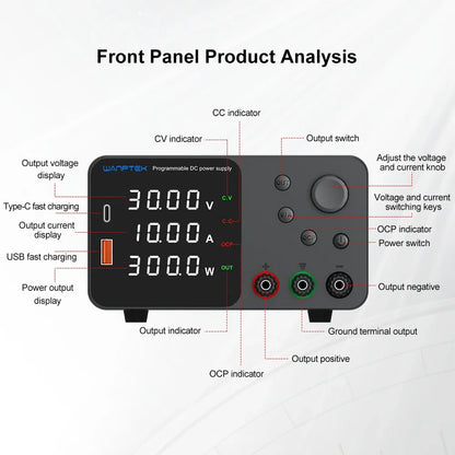 Lab Bench Switching Power Supply – Adjustable 30V 10A, 60V 5A, 120V Digital Voltage Stabilizer for Laboratory