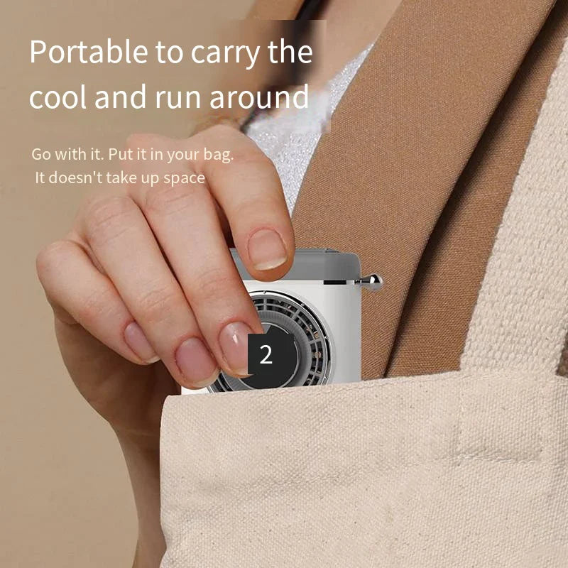 Neck Hanging Portable Fan – Silent Mini Cooling Fan with Strong Wind, USB Rechargeable, Outdoor & Desktop Use