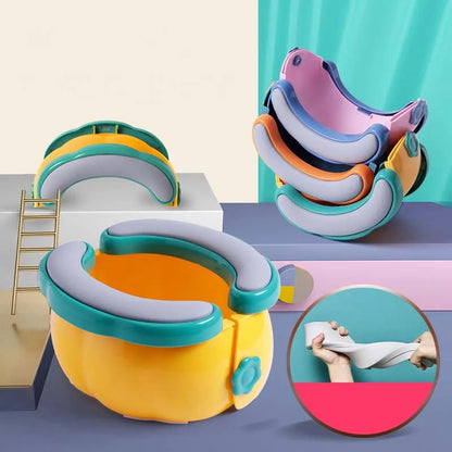 Portable Baby Toilet for Travel - Foldable Kids Potty Training Seat with Easy Cleaning, Storage Bag, and 20 Garbage Bags