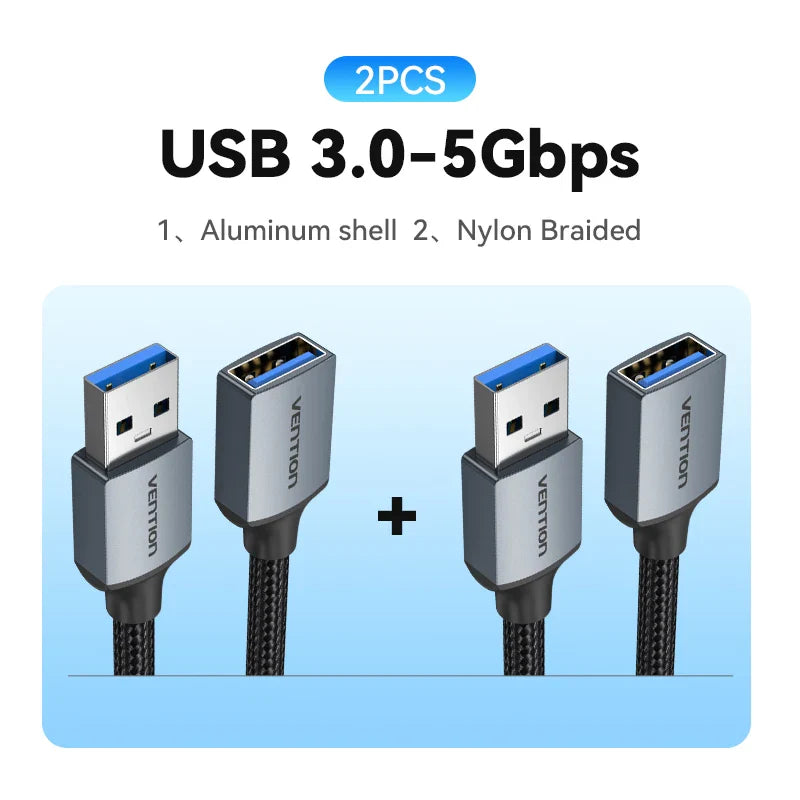 Vention USB 3.0 Extension Cable – High-Speed Data Extender Cord for PC, Smart TV, Xbox One & SSD | USB 2.0/3.0 Compatible Cable