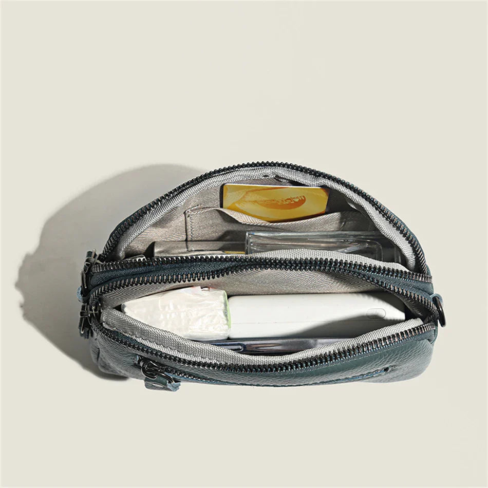Luxury Genuine Leather Women's Crossbody Bag – Solid Color Shoulder Bag, Clutch & Messenger Purse