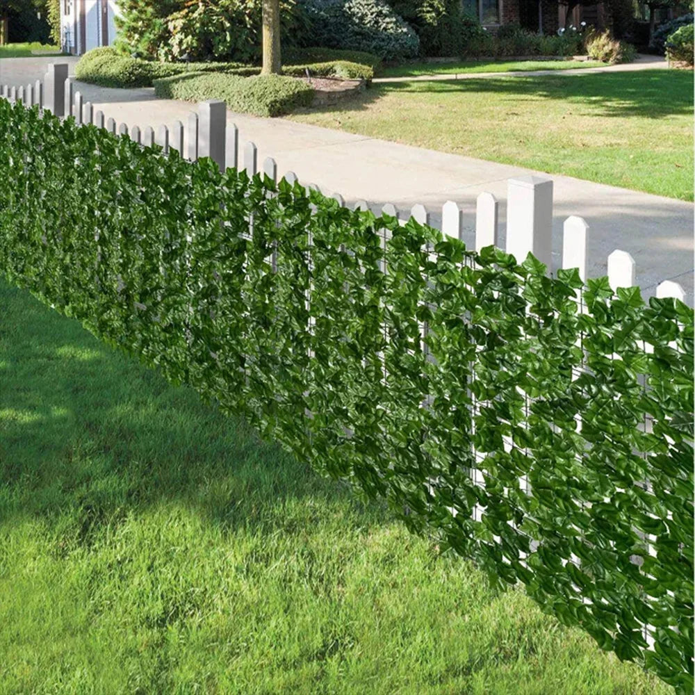 Artificial Ivy Hedge Green Leaf Fence Panels - 50x200cm Faux Privacy Screen for Home Outdoor Garden Balcony Decoration - 1x3m
