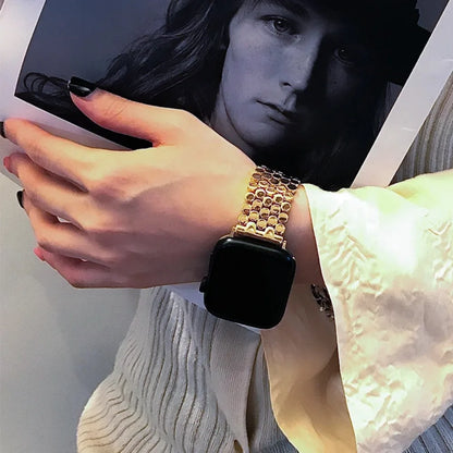 Metal Band for Apple Watch | Women's Ultra 2 Stainless Steel Strap | Bracelet for iWatch Series 9-5 | Compatible with Various Sizes (49mm, 41mm, 45mm, 40mm, 44mm, 38mm, 42mm)