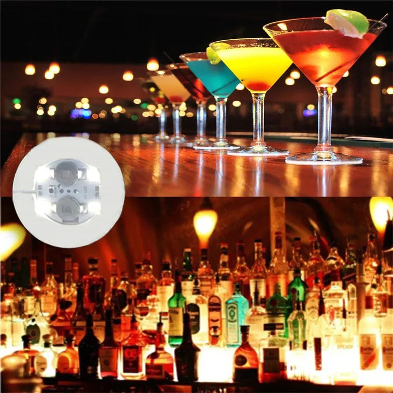 LED Wine Bottle Coasters — Colorful Glowing Stickers for Bar, Wedding, Party Lighting Decor (1/10/20/50PCS)