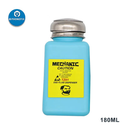 MECHANIC 180ML Alcohol Bottle – Plastic ESD Liquid Dispenser for iPhone Repair & Motherboard Cleaning