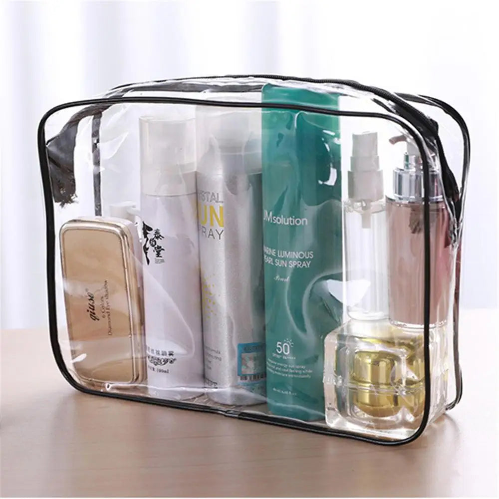 Women's Waterproof Transparent Zipper Cosmetic Bag – Toiletry Storage Pouch & Makeup Case