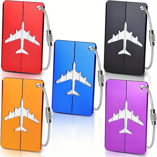 Aluminum Alloy Travel Luggage Tag – Solid Color Suitcase ID Tag with Name Card | Anti-Lost Plane Hanging Tag for Travel Accessories
