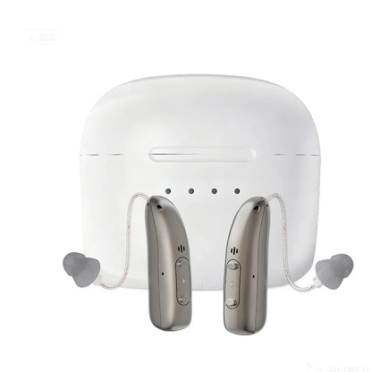 Mirasing Bluetooth Hearing Aid - Rechargeable RIC BTE with Noise Reduction & Charging Case