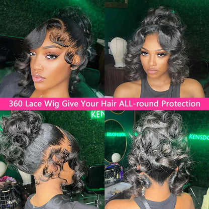 Invisi Strap 360 Lace Front Human Hair Wig – Preplucked 250% Density Body Wave HD Lace, Glueless Wig