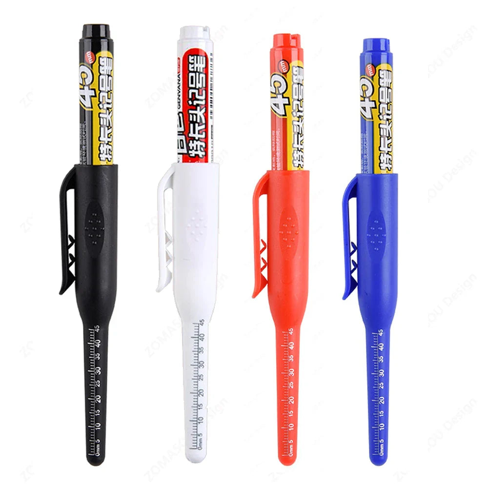Carpenter Marker Pens — 45mm Long Nib Head, Hole Marker for Woodworking, 100-1PCS White/Black/Blue/Red Hand Tools