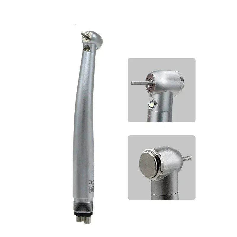 4Pcs LED Dental Handpiece Kit - High & Low Speed with Lights, E-generator, 3 Water Spray, 2/4 Holes Push Button