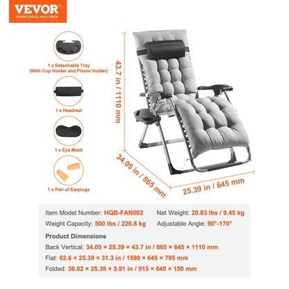 SucceBuy Zero Gravity Recliner Chair – Adjustable Anti-Gravity Lounge with Cushion, Footrest & Cup Holder
