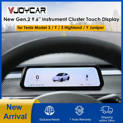 Gen 2 9.6" Instrument Display for Tesla Model 3 & Y – Blind Spot Reminder with OTA Upgrade, Juniper Dashboard