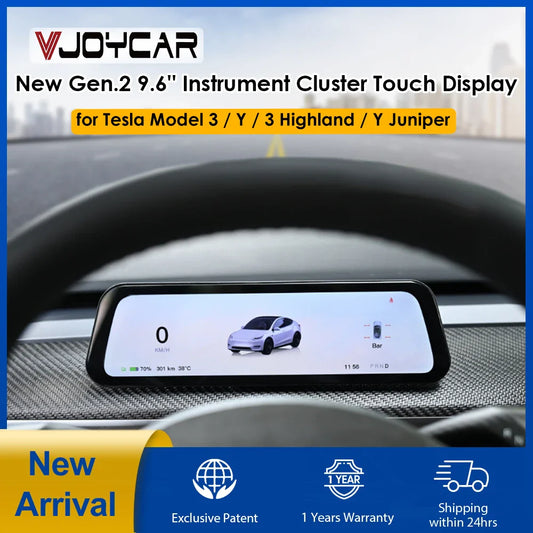 Gen 2 9.6" Instrument Display for Tesla Model 3 & Y – Blind Spot Reminder with OTA Upgrade, Juniper Dashboard