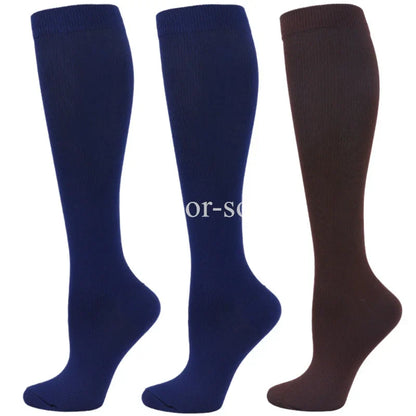 3 Pairs Knee High Compression Socks – Anti-Fatigue Support Stockings for Varicose Veins, Pain Relief & Sports Recovery (Men & Women)