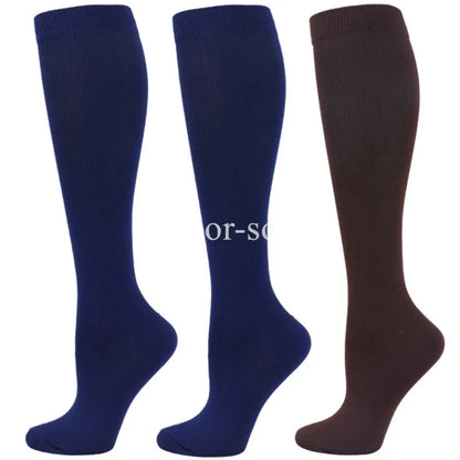 3 Pairs Knee High Compression Socks – Anti-Fatigue Support Stockings for Varicose Veins, Pain Relief & Sports Recovery (Men & Women)