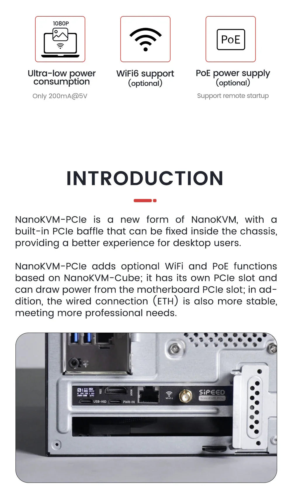 Sipeed NanoKVM-PCIe PiKVM – Mini Remote Control Server for Operation & Maintenance with HDMI