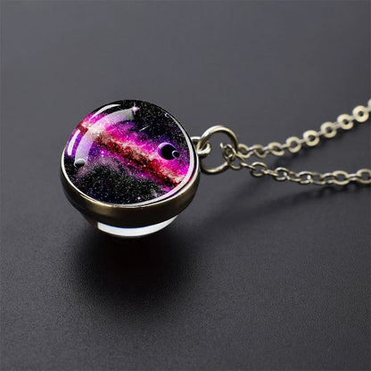 Solar System Planet Glass Ball Necklace – Moon, Earth, Jupiter & More Space-Themed Pendant for Women Fashion Gift