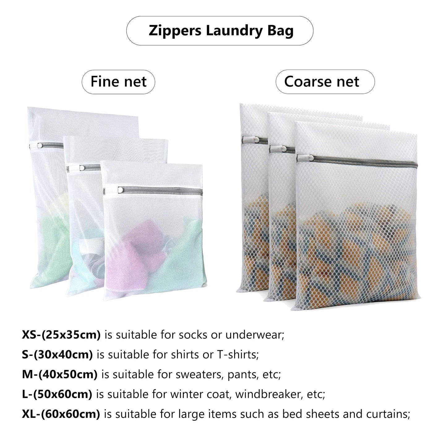Reusable Zipper Laundry Bag for Washing Machine – Coarse Mesh Organizer for Lingerie, Shoes, Bras & Clothes
