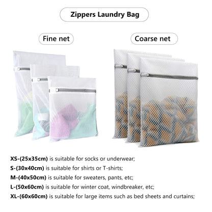 Reusable Zipper Laundry Bag for Washing Machine – Coarse Mesh Organizer for Lingerie, Shoes, Bras & Clothes