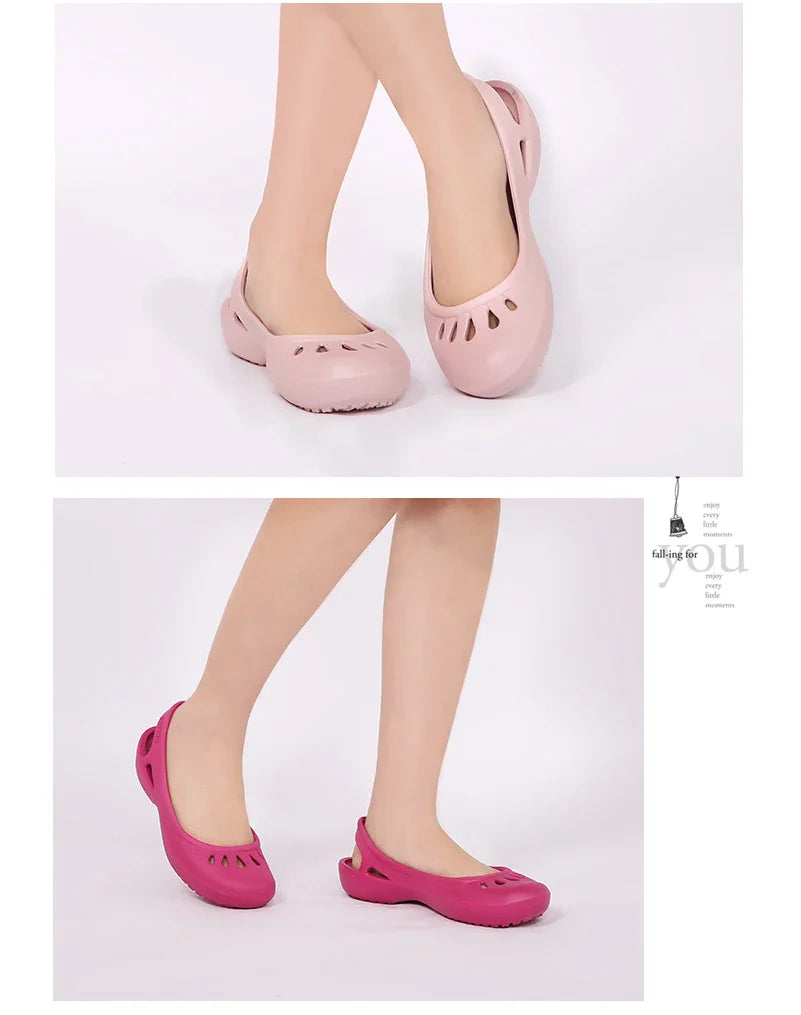 Certified Satihu Summer Lightweight Anti-Slip Clogs for Women - Flat Bottom Sandals, Nurse, Outdoor, Beach Jelly Shoes