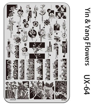 UX Serial 2 Stainless Steel Stamping Plate Template – Vintage Abstract Fabric Texture Pattern for Nail Art, Floral Lace, Xmas & Halloween Designs (UX52)