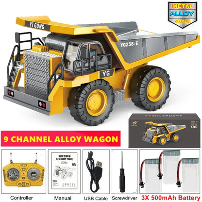 4WD RC Excavator Alloy Dump Truck Bulldozer | Remote Control Construction Vehicle Toy for Kids