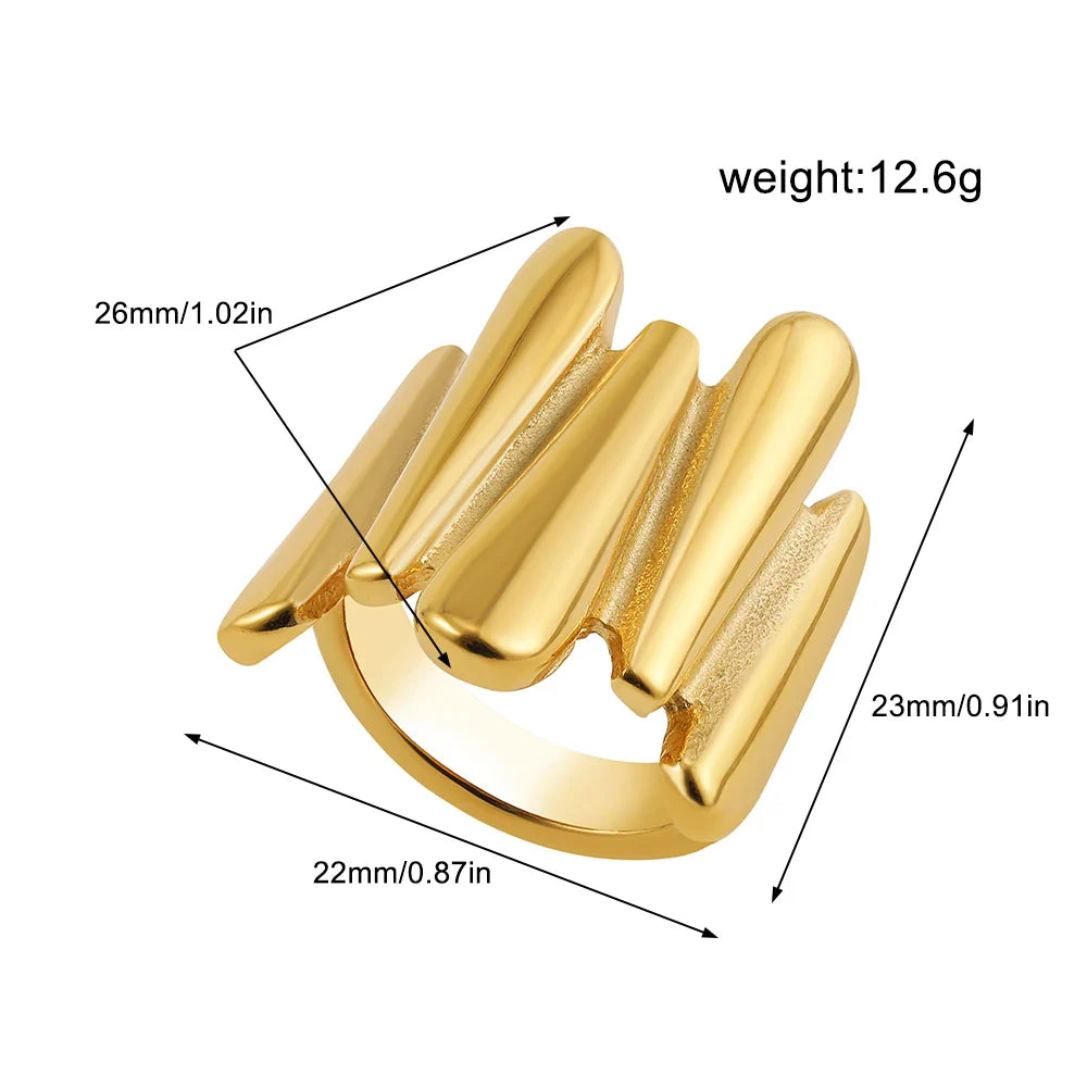 Vintage Stainless Steel Chunky Ring – Punk Irregular Adjustable Open Ring for Women, Wedding Jewelry Gift