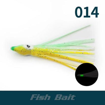 PRO BEROS 5Pcs Luminous Octopus Fishing Lures - Silicone Squid Skirts Glow Bait for Tuna Trolling & Sea Jigging