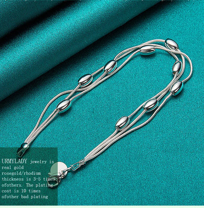 925 Sterling Silver Bracelet — Fashion Design Beaded Chain, High-Quality Jewelry for Women, Ladies, and Wedding Gifts