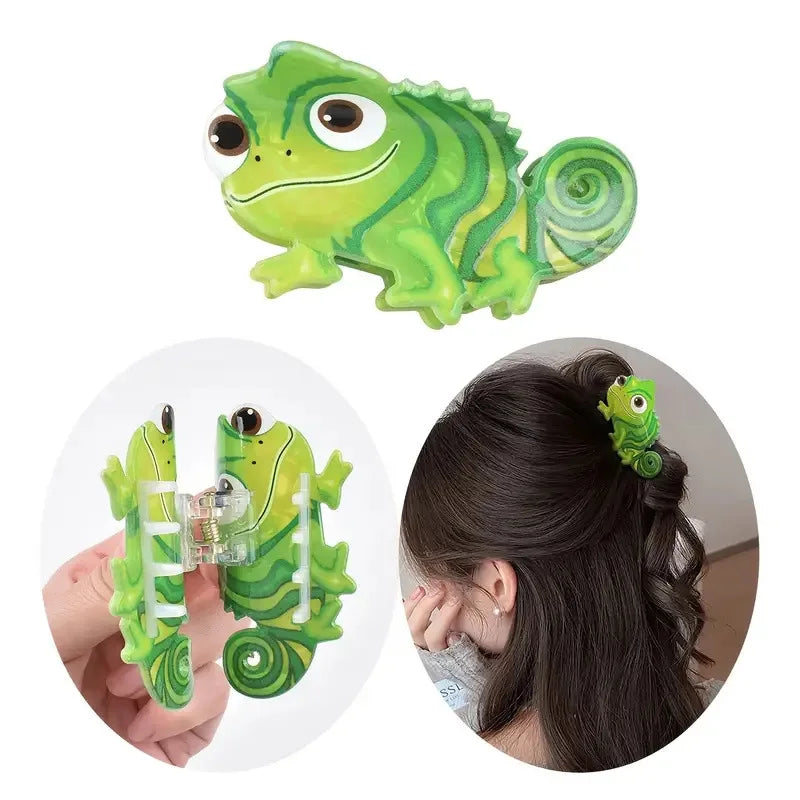Cute Green Lizard Hair Clip - Non-Slip Cartoon Animal Ponytail Barrette for Daily Wear