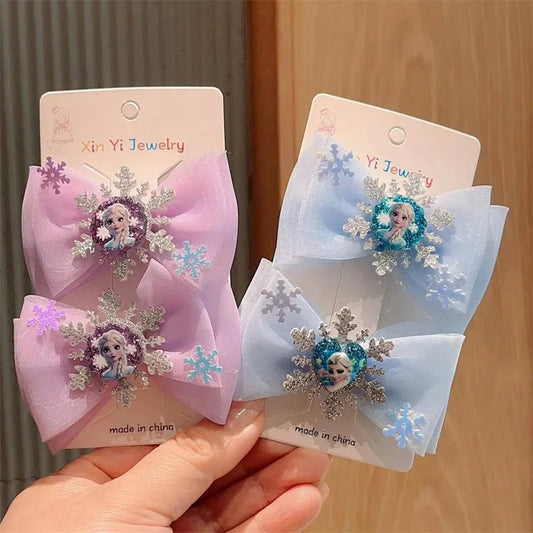2Pcs Toddler Girl Elsa Hair Clips – Princess Bow Hair Clips for Baby Girls, Party Gift