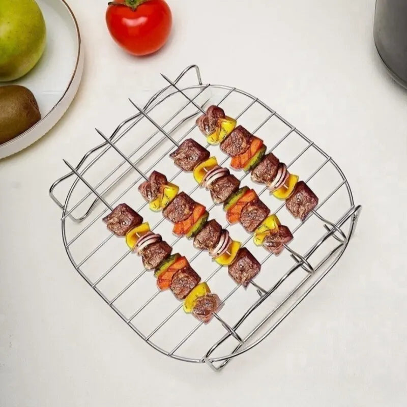 430 Stainless Steel Air Fryer Accessories - Double Layer Grill and Steam Rack for Electric Fryers
