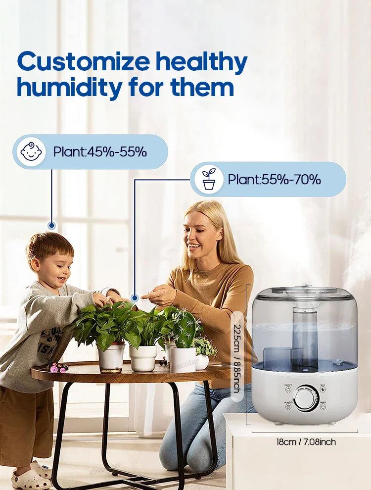 KINSCOTER 3L Air Humidifier – Large Capacity Aroma Diffuser with Remote Control & Timer for Home and Plants