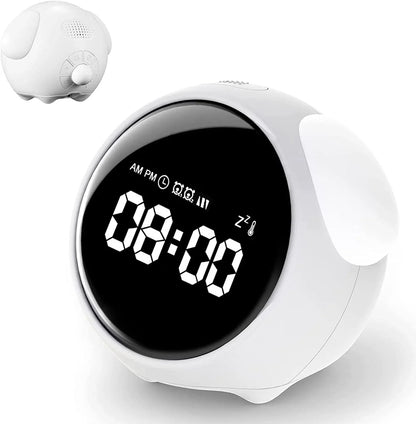 Digital Kids Alarm Clock with Light — Cute Cartoon Emotion Table Clock for Children