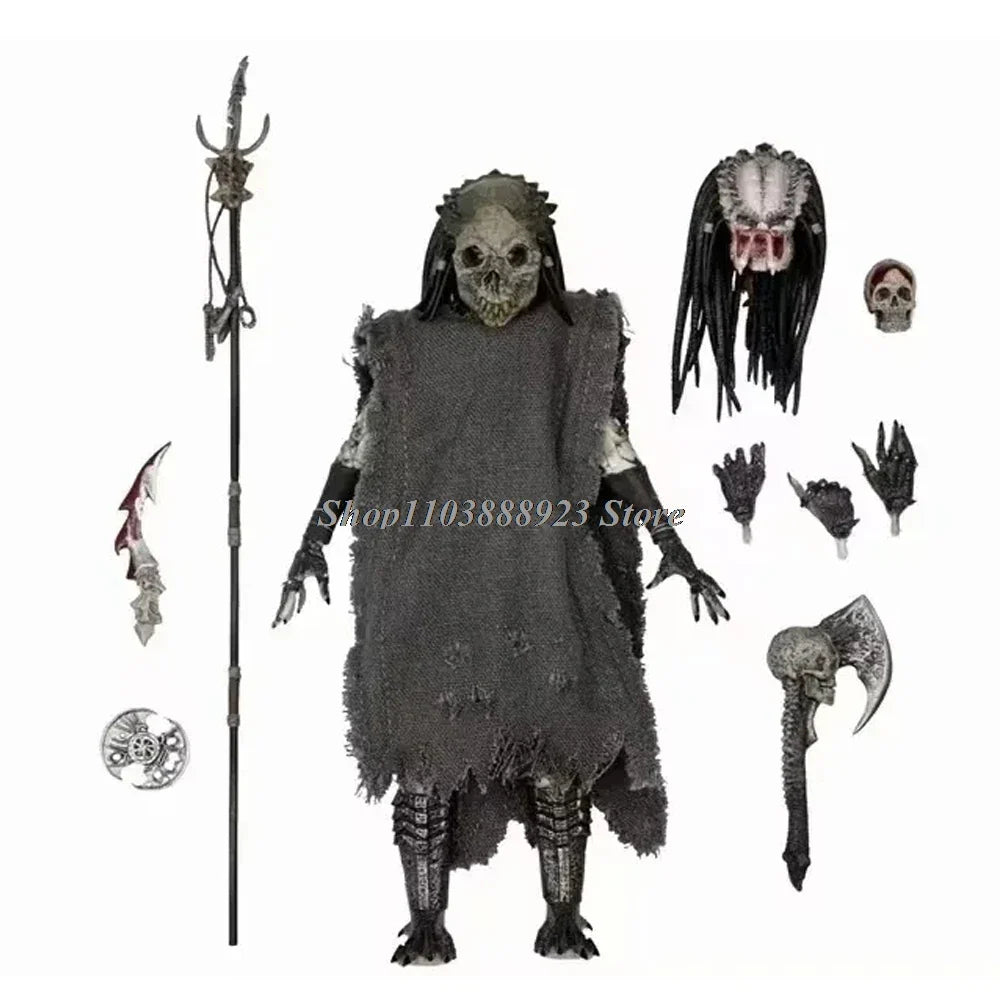 NECA Predator Figure — Ultimate Shaman Elder Armored Jungle Hunter with Snake Vision, Alien Model Toy Gift