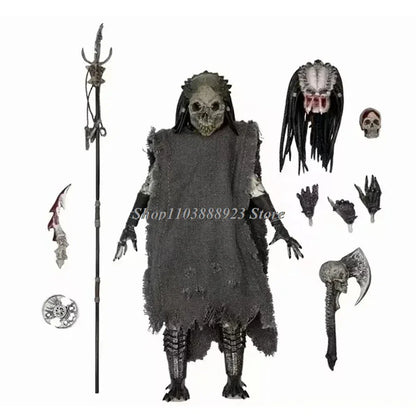 NECA Predator Figure — Ultimate Shaman Elder Armored Jungle Hunter with Snake Vision, Alien Model Toy Gift