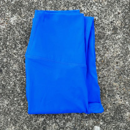 High Waist Women's Yoga Leggings - Solid Color Cropped Gym & Training Pants with Back Pocket