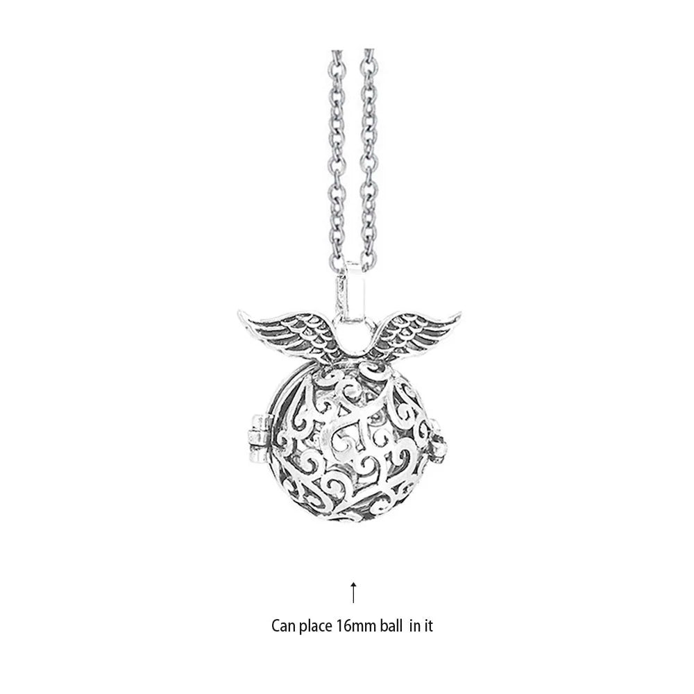 Vintage Mexico Angel Ball Chime Necklace – Antique Locket Aromatherapy Essential Oil Diffuser