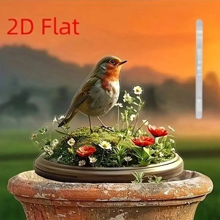 2D Flat Robin Bird Acrylic Decoration – Outdoor Art for Flower Pots, Garden, and Terrace Decor