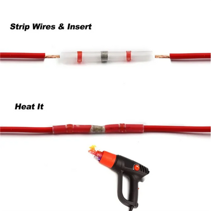 Waterproof Solder Seal Wire Connectors - 50/100/500/1000PCS Copper Heat Shrink Butt Splice Terminals for AWG 22-18 Electrical Cables