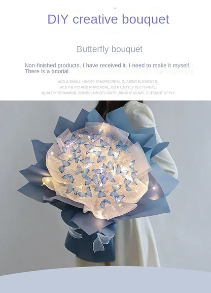 Butterfly Bouquet DIY – Handmade Artificial Flowers, Thoughtful Gift for Girlfriend, Birthday, Proposal & Wedding Decoration